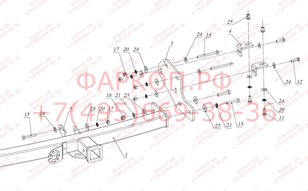 Фаркоп Бизон усиленный для Honda Element (2003-2010) № FA 0951-E