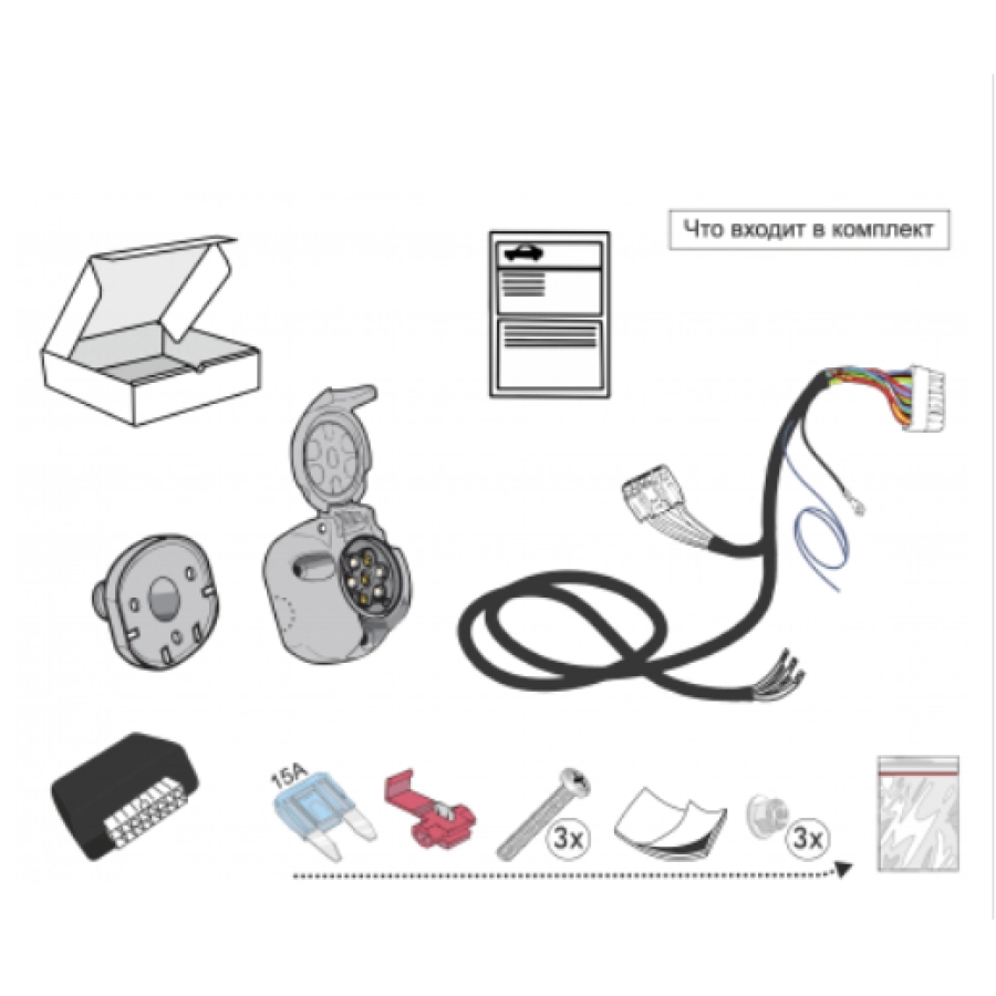 Комплект электропроводки фаркопа 7-pin Skoda Yeti 2009-2014 с блоком купить  в Москве