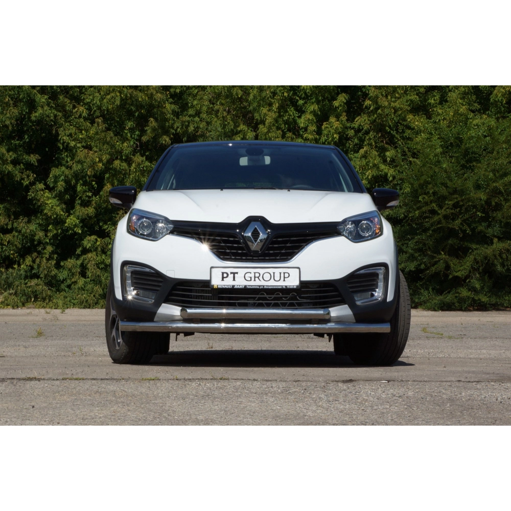 Защита переднего бампера двойная d=63/63 мм (НПС) Renault Kaptur 2016-