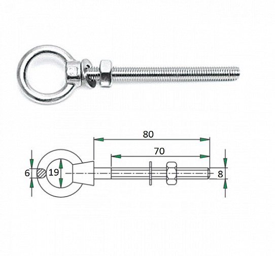 Рым-болт с проушиной 8х80мм